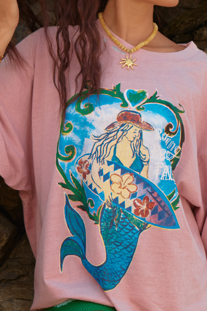 THE VERY OVERSIZED RESTING BEACH FACE TEE - MAUVE