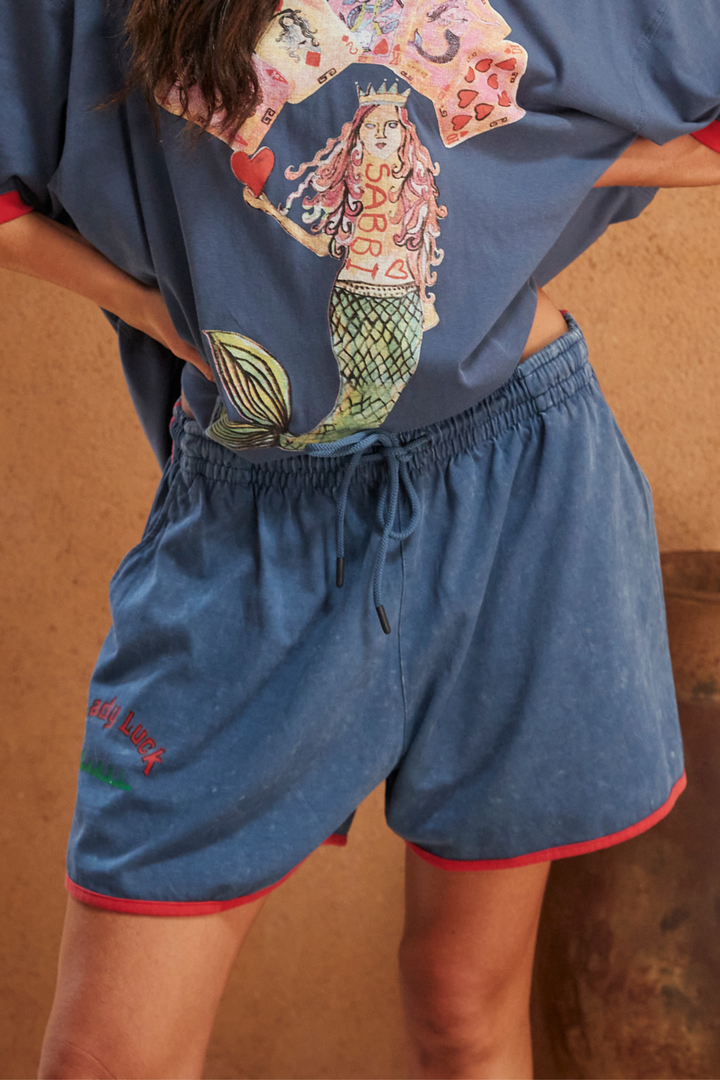 THE ROUND ROLLA SHORTS - LUCKY MERMAID NAVY/RED