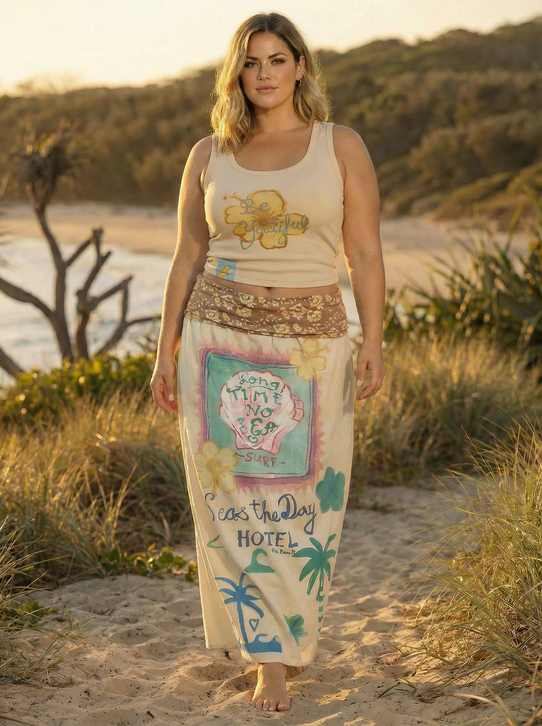 THE SEAS THE DAY MAXI SKIRT - CREAM