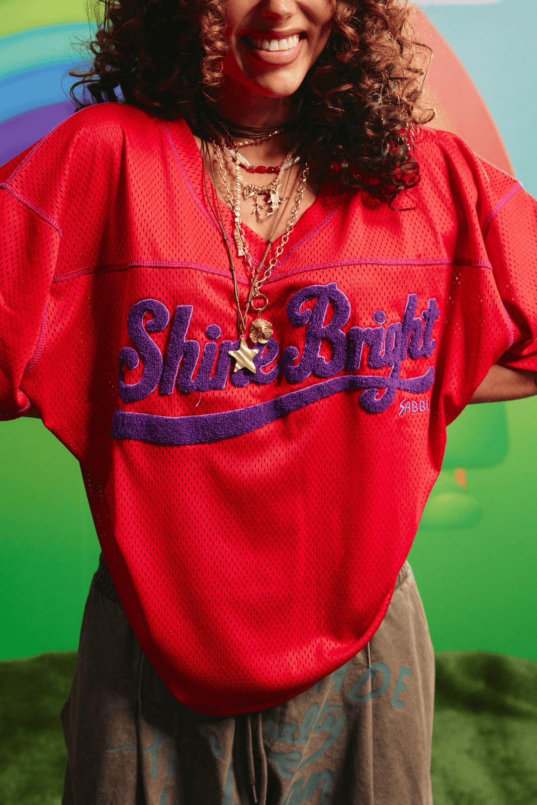 THE SHINE BRIGHT MESH TEE - RED