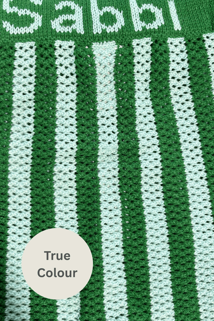 THE KNIT STRIPE BEACH PANTS - GREEN STRIPE