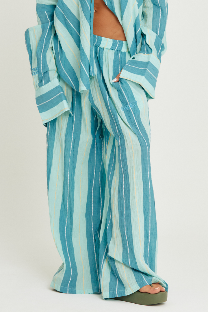 THE MEXICOLA PANTS - POP STRIPE BLUE