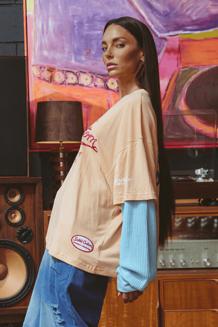 THE LONG SLEEVE SABBI CUSTOM TEE - APRICOT