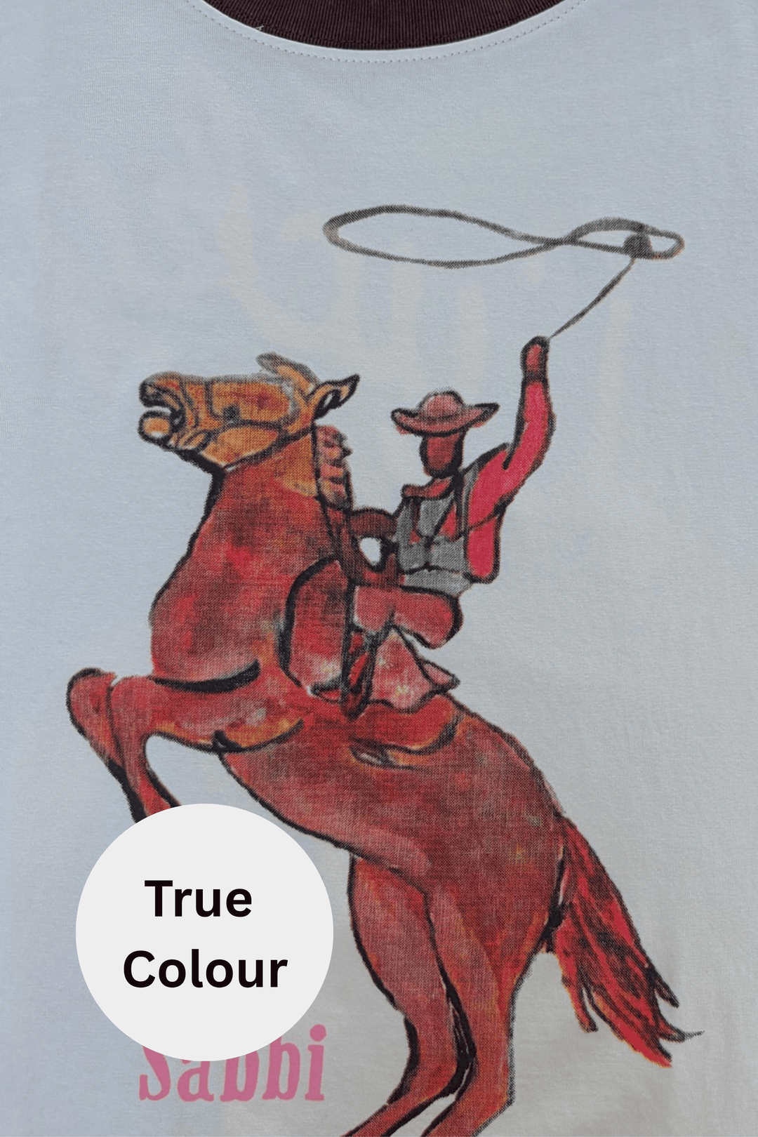 THE VERY OVERSIZED YEEHAW TEE- CREAM WITH CHOCOLATE TRIM